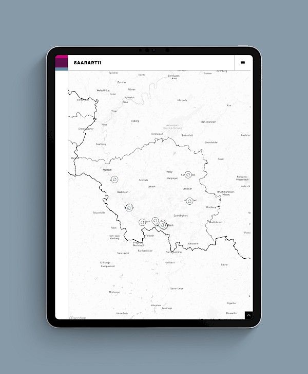 Grafikdesign für die Landeskunstausstellung des Saarlandes. Internetauftritt iPad