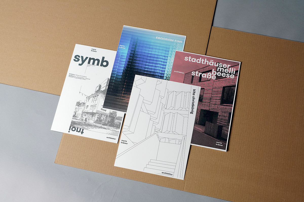 Corporate Design und Webseite für Mario Krämer Architektur. Projektbroschüren