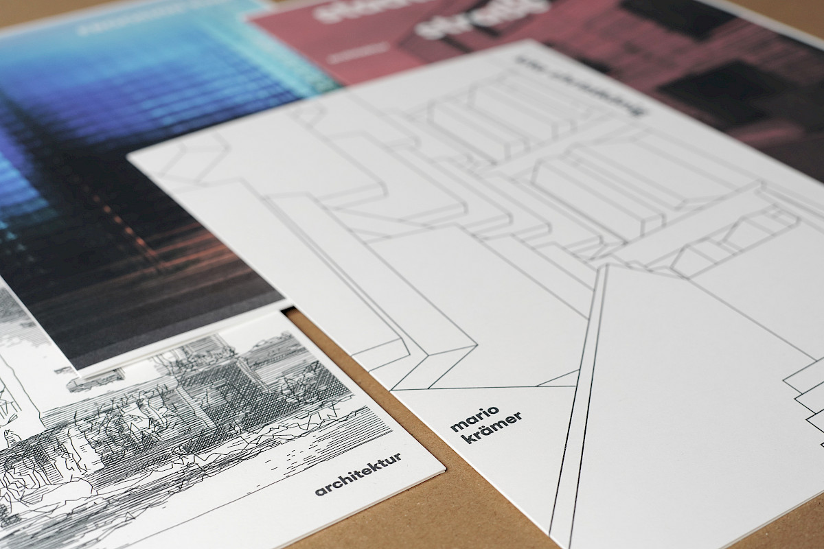 Corporate Design und Webseite für Mario Krämer Architektur. Projektbroschüren